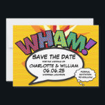 WHAM Save the Date Fun Retro Comic Book Pop Art<br><div class="desc">Personalise with your names and details to announce the date of your special event. Comic book pop art themed modern, fun retro design, perfect for weddings, bridal showers, baby showers, baptisms, engagement parties, anniversary celebrations, graduations, birthday party and other special events throughout the year! A cool, trendy and fun design...</div>