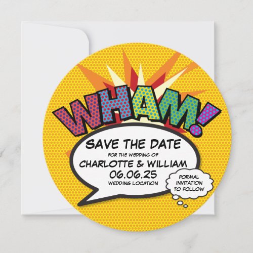 WHAM Save the Date Fun Retro Comic Book Pop Art