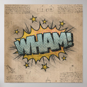 WHAM! Vintage Comic Book Steampunk Pop Art Poster