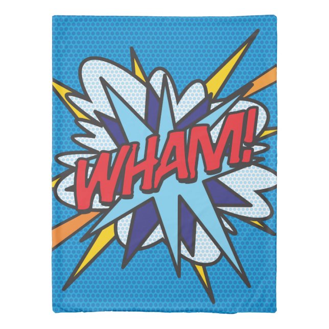 WHAM ZAP Fun Retro Comic Book Pop Art Duvet Cover (Back)