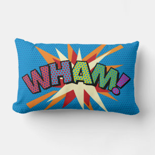 WHAM ZAP Funny Modern Cool Comic Book Pop Art Lumbar Pillow