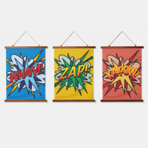 WHAM ZAP KAPOW Comic Book Modern Hanging Tapestry