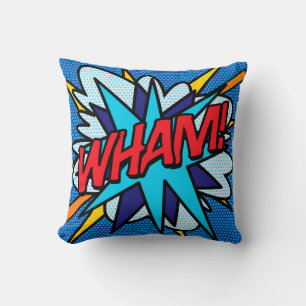 WHAM ZAP Modern Trendy Fun Comic Book Throw Pillow