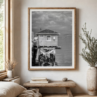 Wharf Building Over Water Coastal Landscape Poster