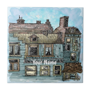 Wharf Scene 2 Ceramic Tile