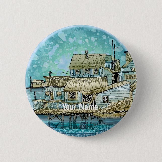 Wharf Scene  Button (Front)