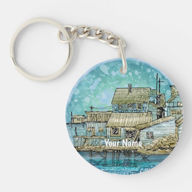 Wharf Scene  Keychain (Front)