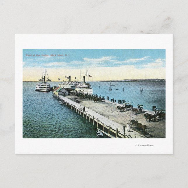 Wharf View at the New Harbor Postcard (Front)