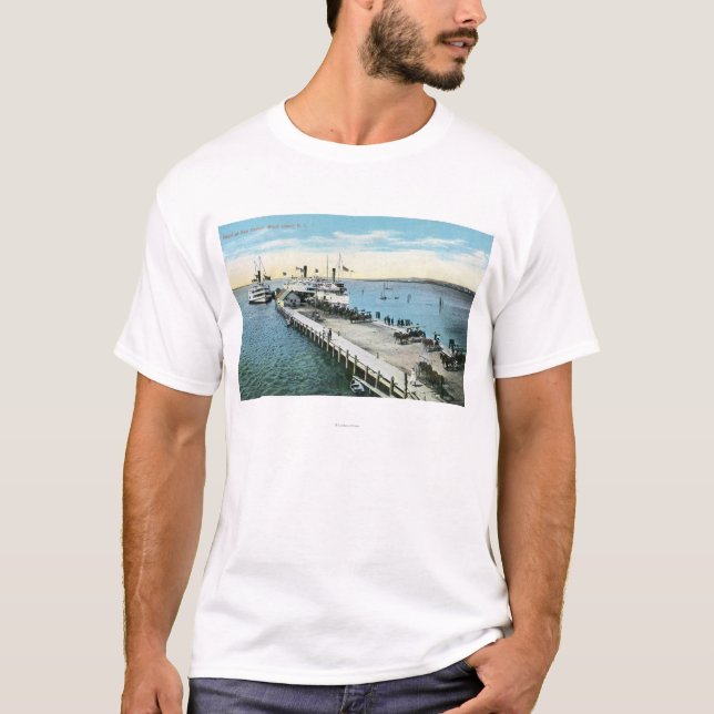 Wharf View at the New Harbor T-Shirt (Front)
