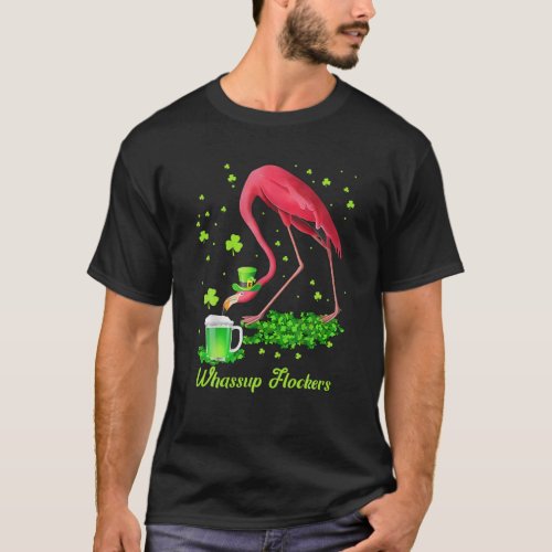 Whassup Flockers Lucky Irish Flamingo T_Shirt