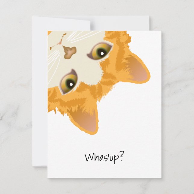 Whas'up Orange Upside Down Cat Invitation (Front)