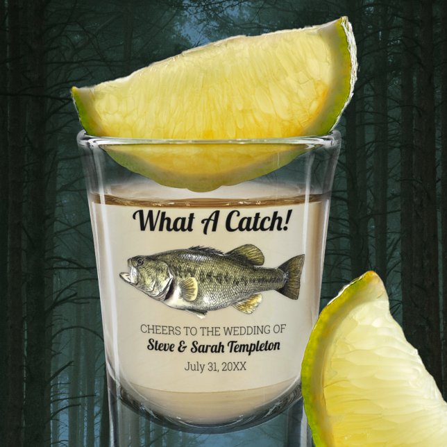 What a Catch Fishing Largemouth Bass Wedding Favor Shot Glass (Creator Uploaded)