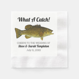 What a Catch Fishing Smallmouth Bass Wedding Favor Napkins