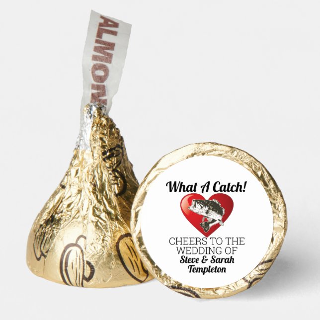 What a Catch Wedding Day Fishing Bass Hershey®'s Kisses® (Front)
