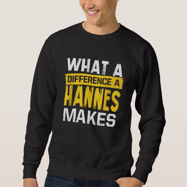 What A Difference A Hannes Makes Funny Name Hannes Sweatshirt (Front)