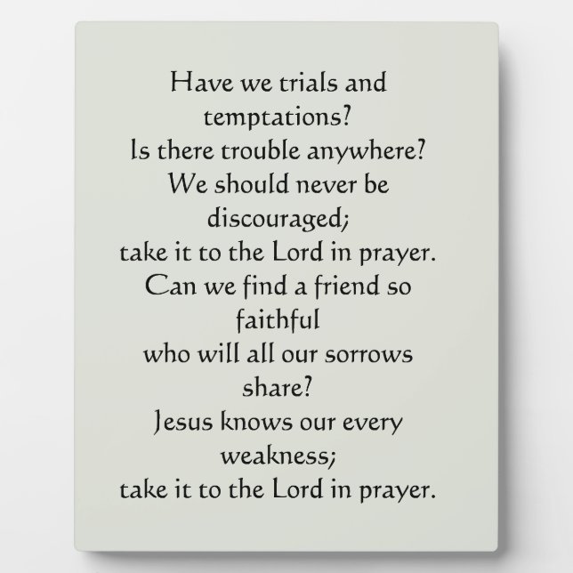 What a Friend We Have in Jesus Plaque (Front)