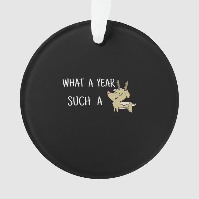 What A Fun Deer Moment Retro Style Ornament (Front)
