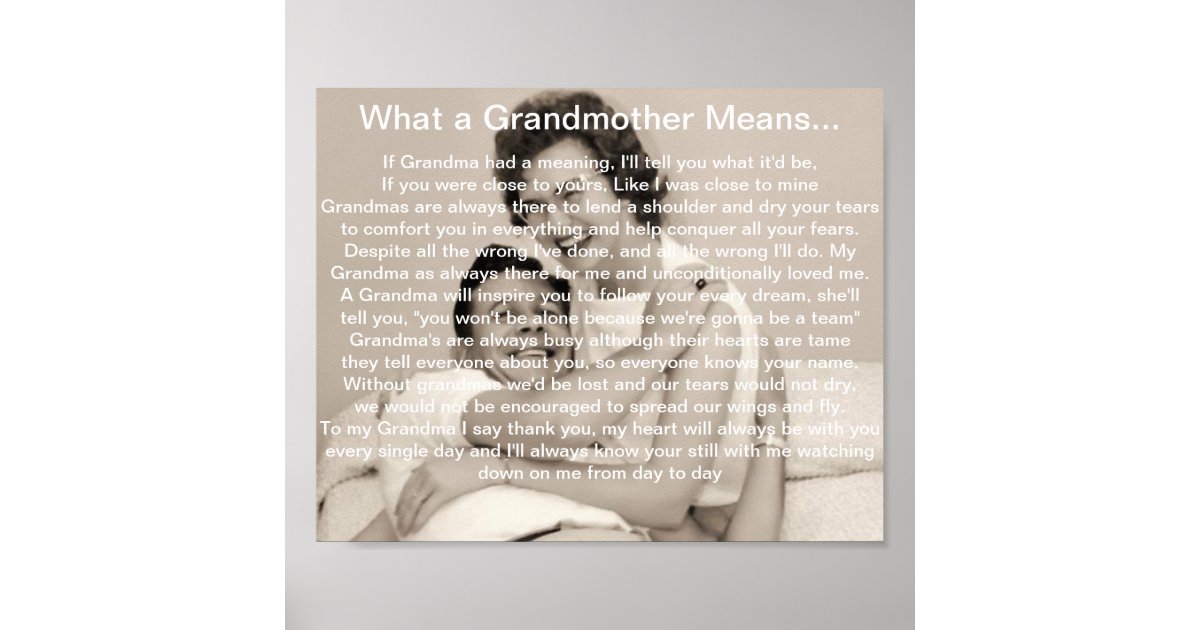 What a Grandmother Means, Rememberance Poem Poster Zazzle