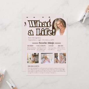 What a Life, In Memory Of, Story of a loved one Invitation