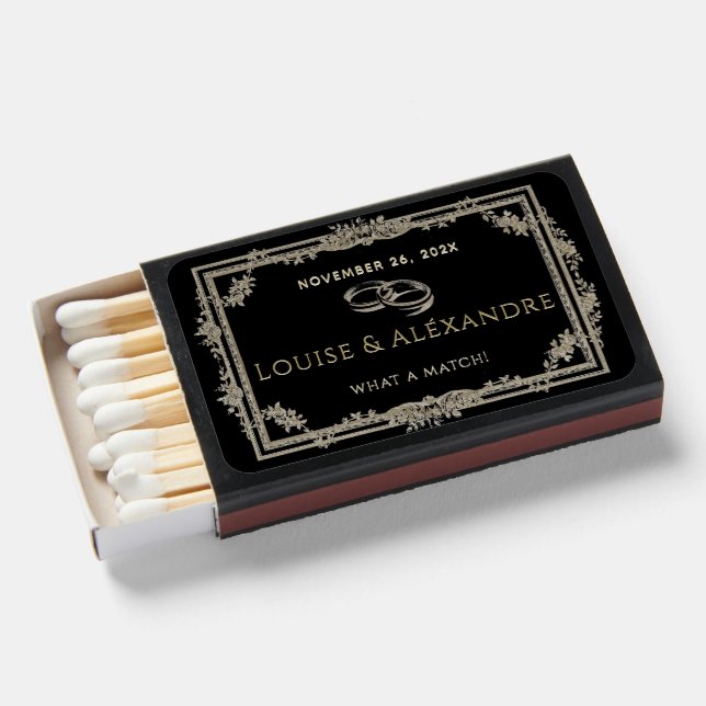 What a Match! Rings Wedding Favor Matchbooks (Front Open)