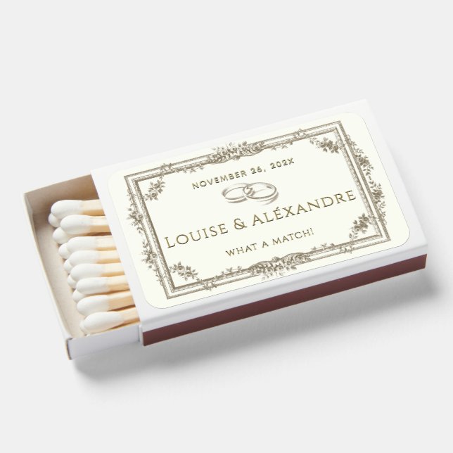 What a Match! Rings Wedding Favor Matchbooks (Front Open)