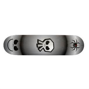 What A Nightmare! Goth Black Skull and Spiders Skateboard