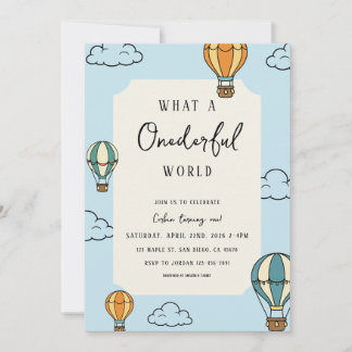 What a Onederful World Birthday Party Invitation