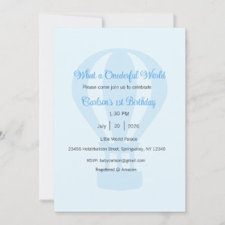 What a Onederful World Invitation, 1st Birthday Invitation