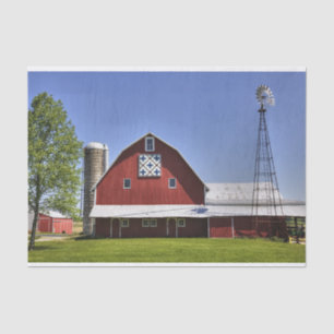 What a Picture Perfect Red Barn and Snappy Quilt Tissue Paper