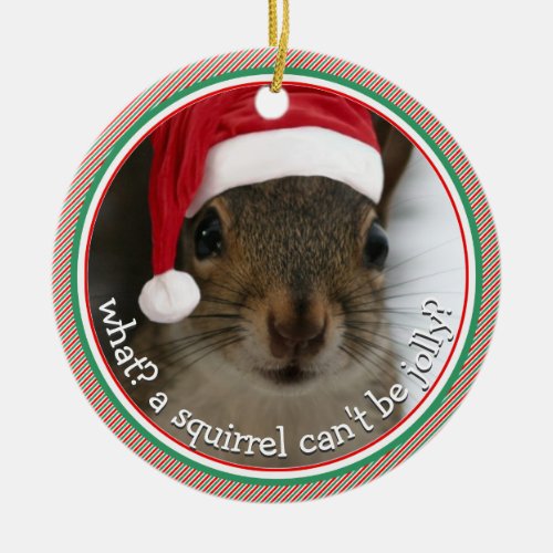 What A Squirrel Cant Be Jolly TWO_SIDED Ceramic Ornament