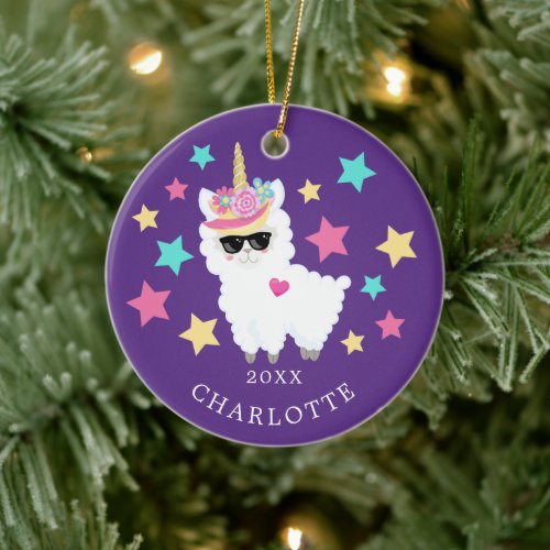 What a Star Llama Unicorn Christmas Ornament