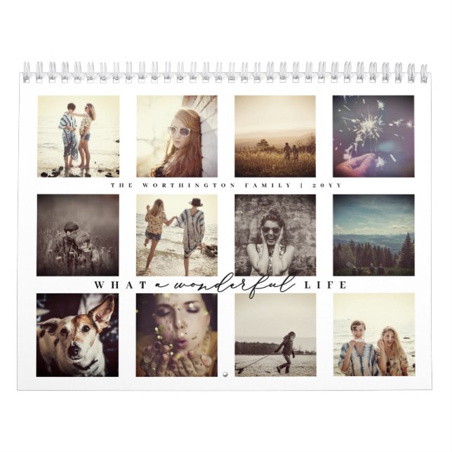 What A Wonderful Life Modern 12 Photo Collage Calendar (Cover)