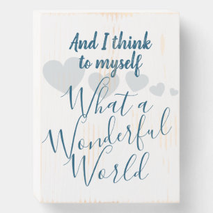 What a Wonderful World Ocean Blue Rustic Wooden Box Sign