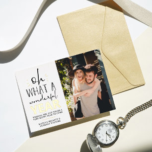 What A Wonderful Year   Happy New Year Photo Real Foil Holiday Card