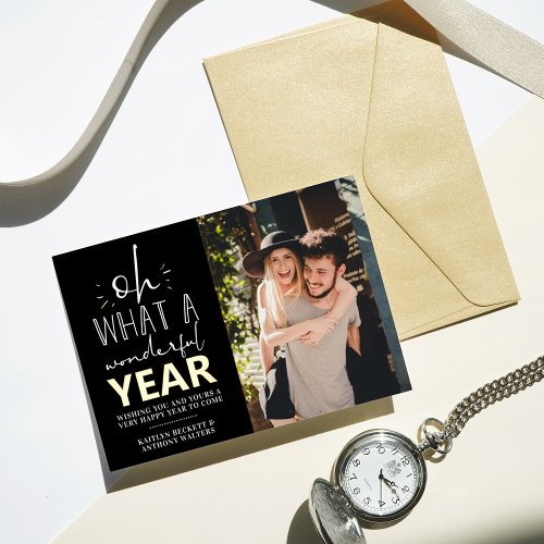What A Wonderful Year  Happy New Year Photo Real Foil Holiday Card