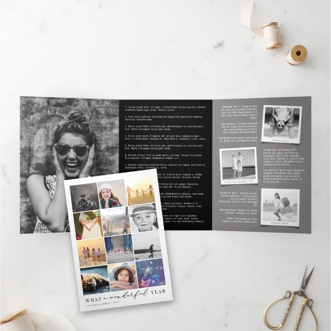 What A Wonderful Year In Review 20 Photo Collage Tri-Fold Holiday Card (Creator Uploaded)