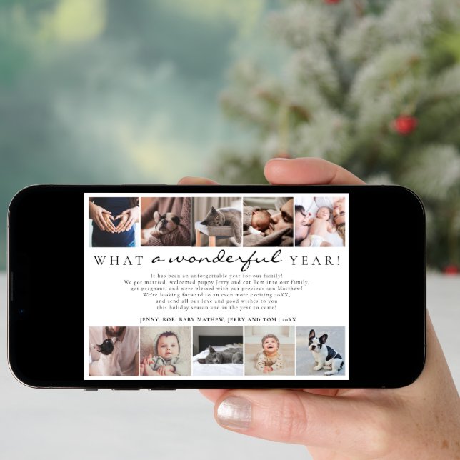 What a Wonderful Year in Review Photo Collage Holiday Card (Front Digital)