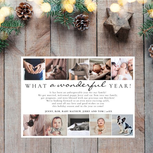 What a Wonderful Year in Review Photo Collage Holiday Card