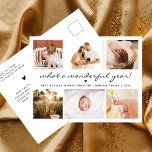 What a Wonderful Year Minimal 6 Photo Chic Holiday Postcard<br><div class="desc">What a wonderful year! This modern design is composed of simple sans serif typography that is light and airy and modern script. Add your favorite six family photos and edit the custom text to make this minimalist Christmas holiday postcard unique to you! Your friend and family will be delighted and...</div>
