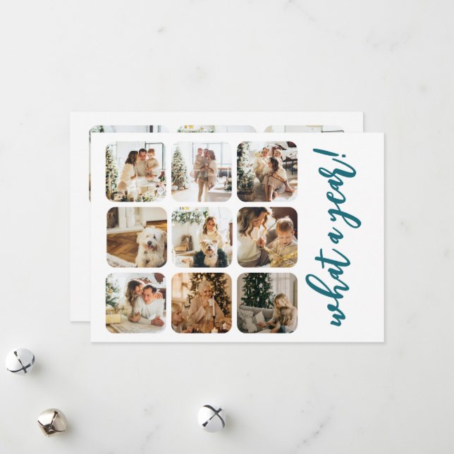 What a Year 12 Photo and Text Personalized Holiday Card (Front/Back In Situ)