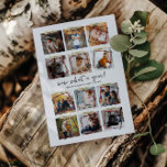 What A Year | 12 Photo Collage Christmas Holiday Card<br><div class="desc">Celebrate a year of memories with our "What A Year" 12-photo collage card. This modern and stylish design features space for 12 monthly snapshots, each accented by playful tape details marking the months of the year. Customize your greeting and add a personal touch to the back with an additional photo...</div>