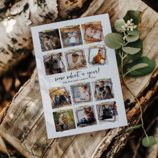 What A Year | 12 Photo Collage Christmas Holiday Card