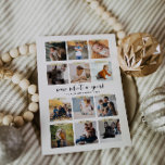 What A Year | 12 Photo Collage Christmas Holiday Invitation<br><div class="desc">Display 12 months of your favorite photos! Cute strips of tape that say the corresponding months. Add your choice of custom greeting. With one more square photo on the back and a personalized message. Perfect for ringing in the New Year! Add your custom wording to this design by using the...</div>