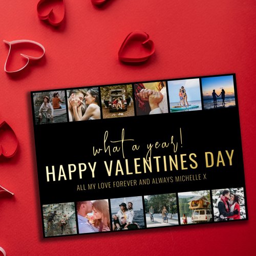 What A Year 12 Photo Collage  Valentines Day Foil Holiday Card
