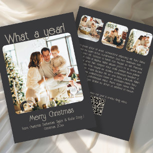 What a Year 4 Photo Text QR Code Personalized Holiday Card
