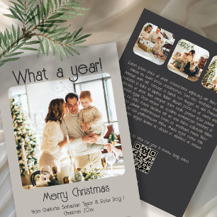 What a Year 4 Photo Text QR Code Personalized Holiday Card