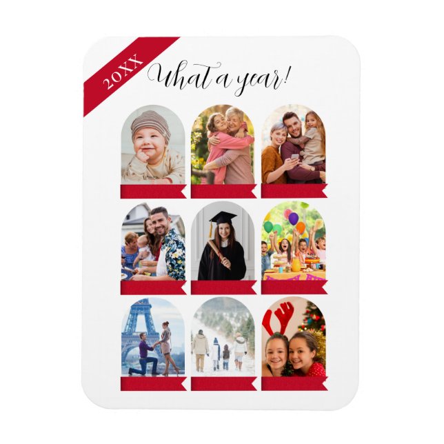 What a year, 9 photo collage Holiday Card Magnet (Vertical)
