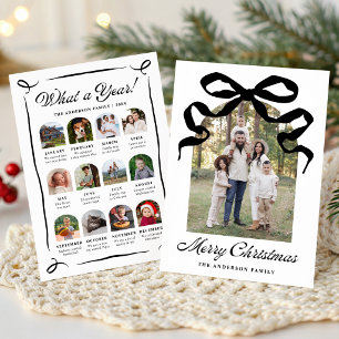 What a Year Black Bow Year in Review Photo Holiday Card