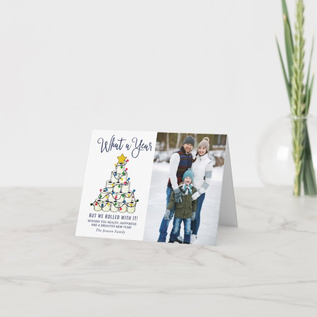 What a Year Christmas 2 Photo Greeting Card (Front)