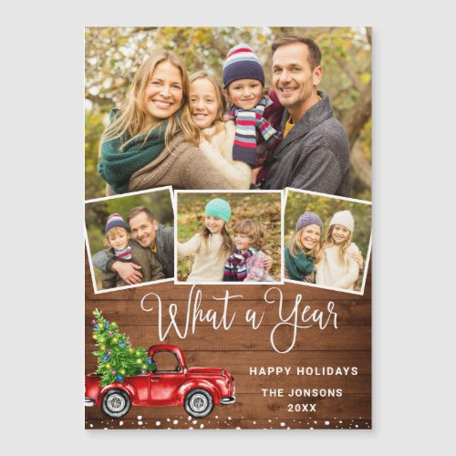 What a Year Christmas 4 PHOTO Magnetic Card